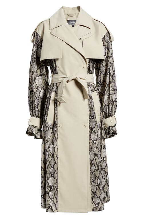 Mackage Water Repellent Snakeskin Print Detail Trench Coat In Gray