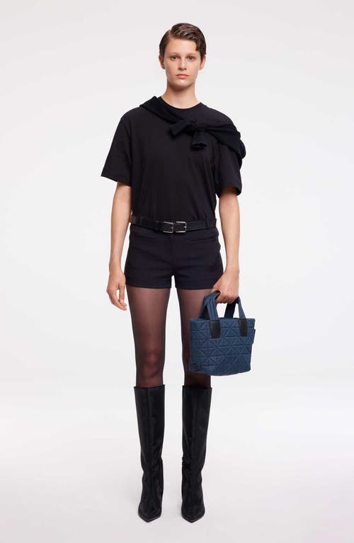 Veecollective Mini Vee Water Repellent Quilted Nylon Tote In Midnight Blue