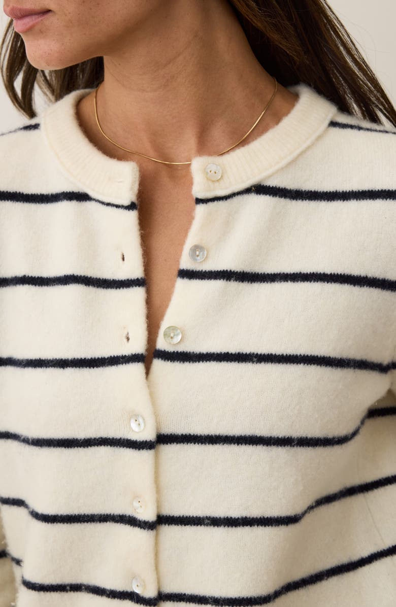 Marine Layer Sausalito Stripe Wool Blend Cardigan, Alternate, color, Harbor Stripe