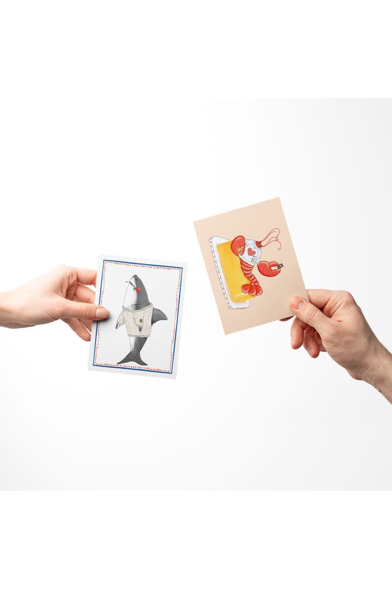 Valentine's Day Friendship Greeting Card Pack Sets, 'Lobster Buttah Call, Sharky Love, Nautical LOVE Flags', Alternate, color, Multi-Pack