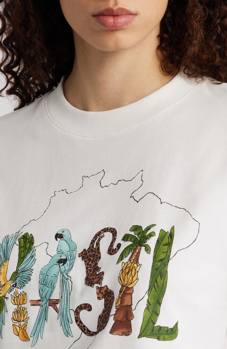 FARM Rio Brasil Relaxed Cotton T-Shirt, Alternate, color, Off-White