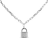 Haus of Brilliance Silver 1/4 Cttw Diamond Lock Pendant Necklace with Paperclip Chain