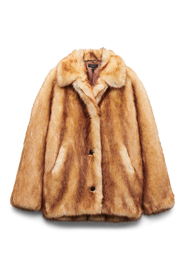 Brenna Faux Fur Coat, Alternate, color, BROWN