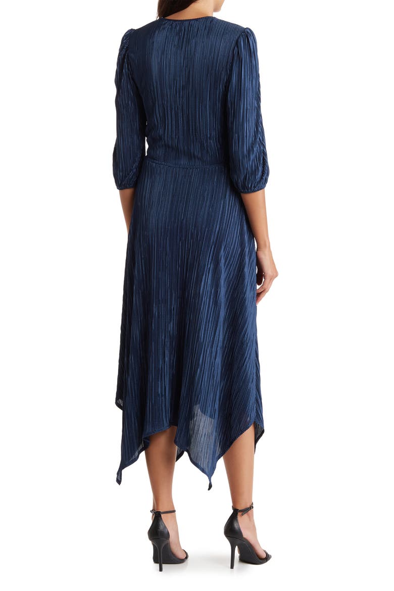 Plissé Handkerchief Dress, Alternate, color, NAVY