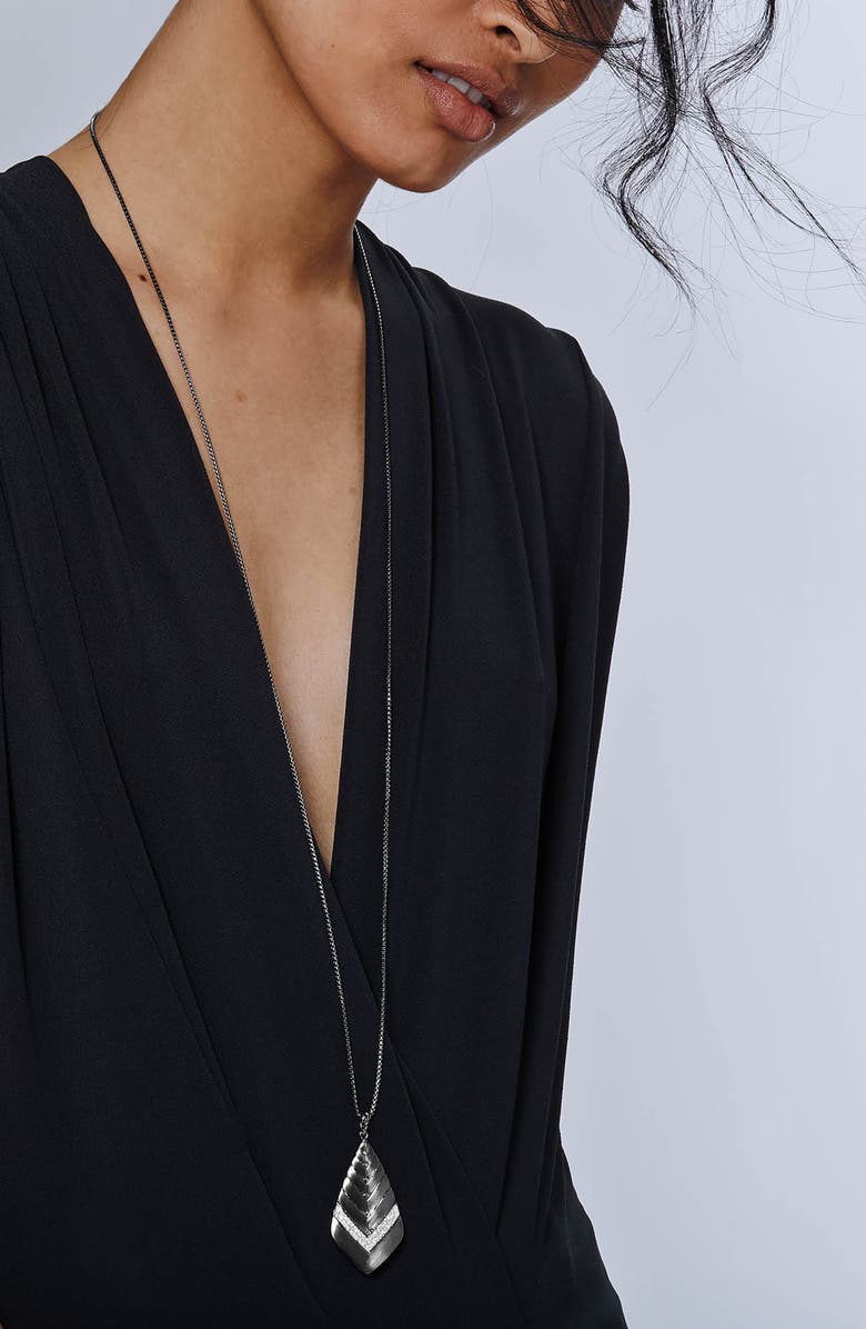 John Hardy Modern Chain Long Diamond Pavé Pendant Necklace, Main, color,