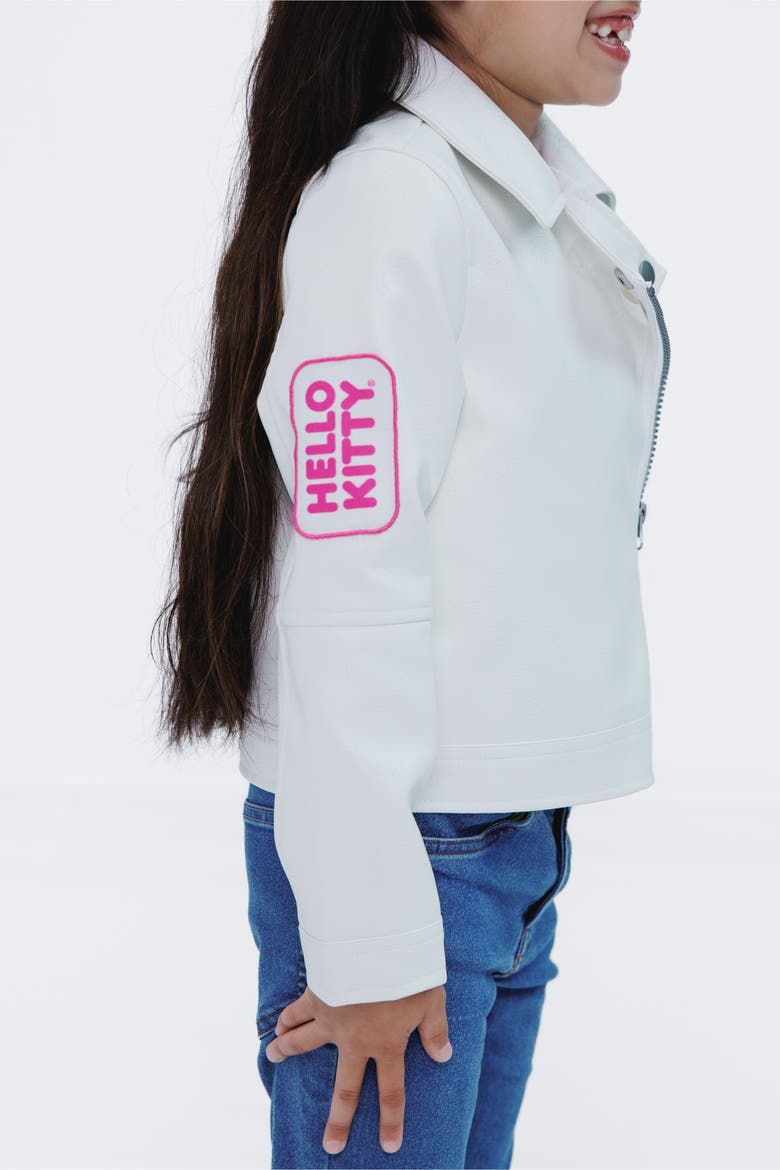 Zip-Up Leather Jacket, Alternate, color, Hello Kitty White