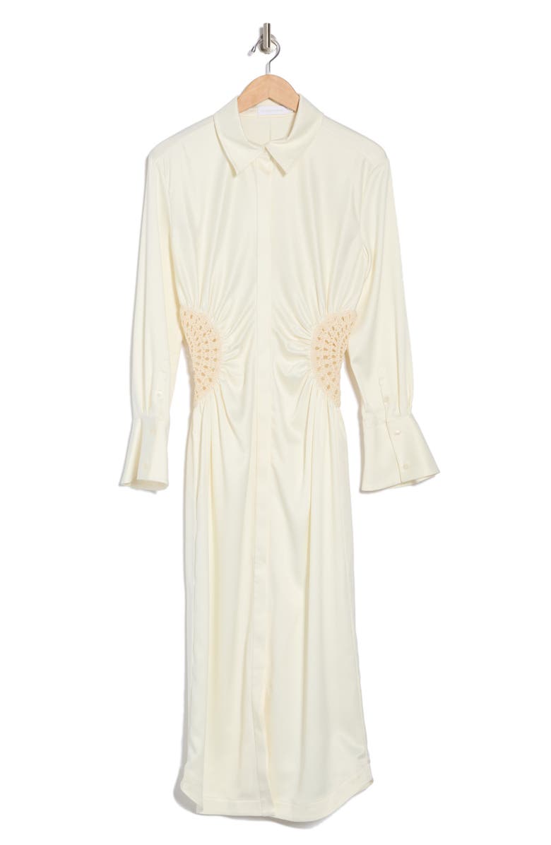 Simkhai Rhoda Fossil Crochet Combo Shirtdress, Alternate, color,