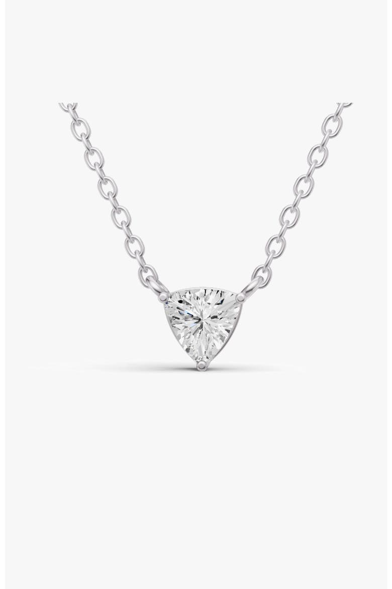 14K Gold 0.75 ct Lab Grown Trillion Shape Diamond Pendant, Main, color, White Gold