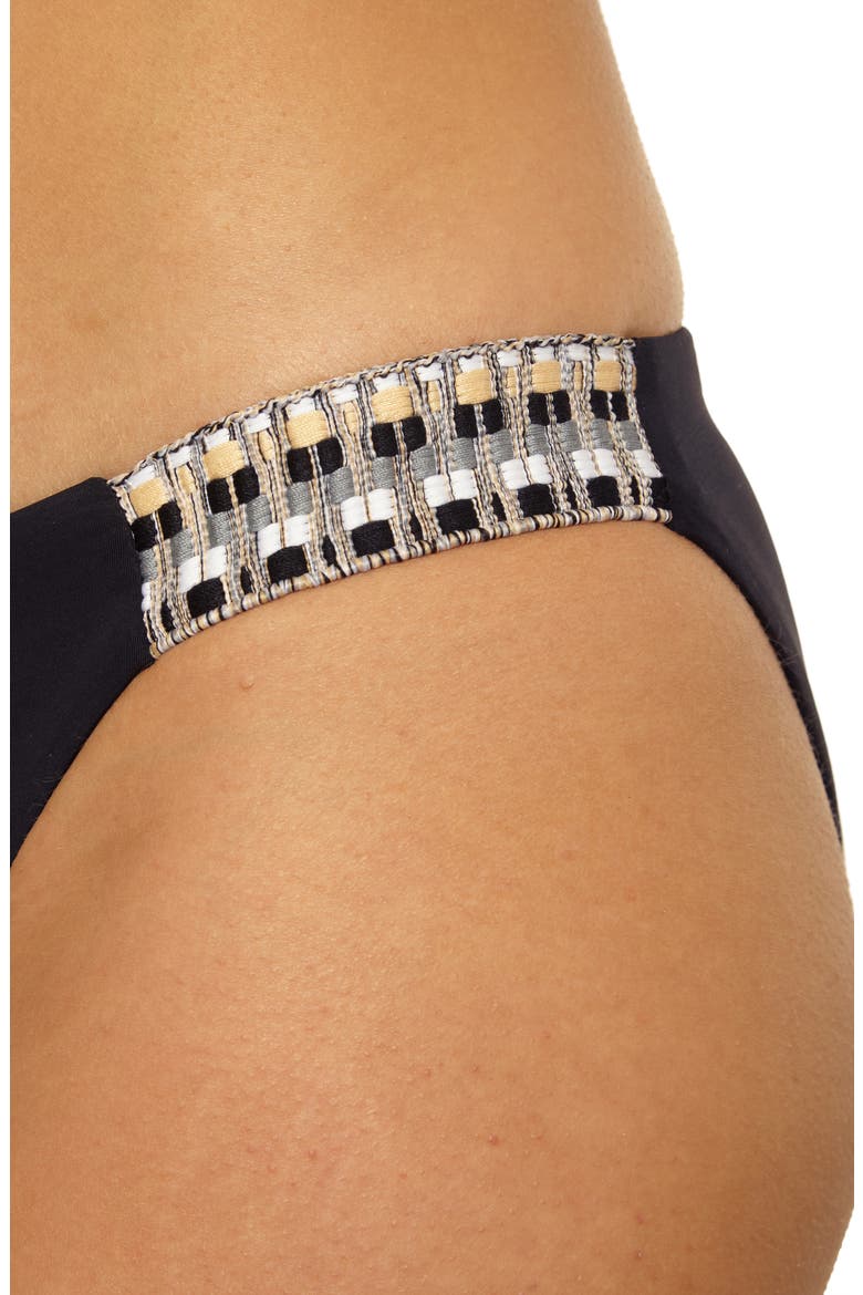 Fiesta American Basket Weave Trim Bikini Bottoms, Alternate, color, BLACK