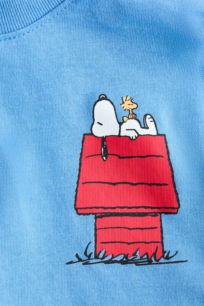 Printed Cotton T-shirt, Alternate, color, Light blue/Snoopy