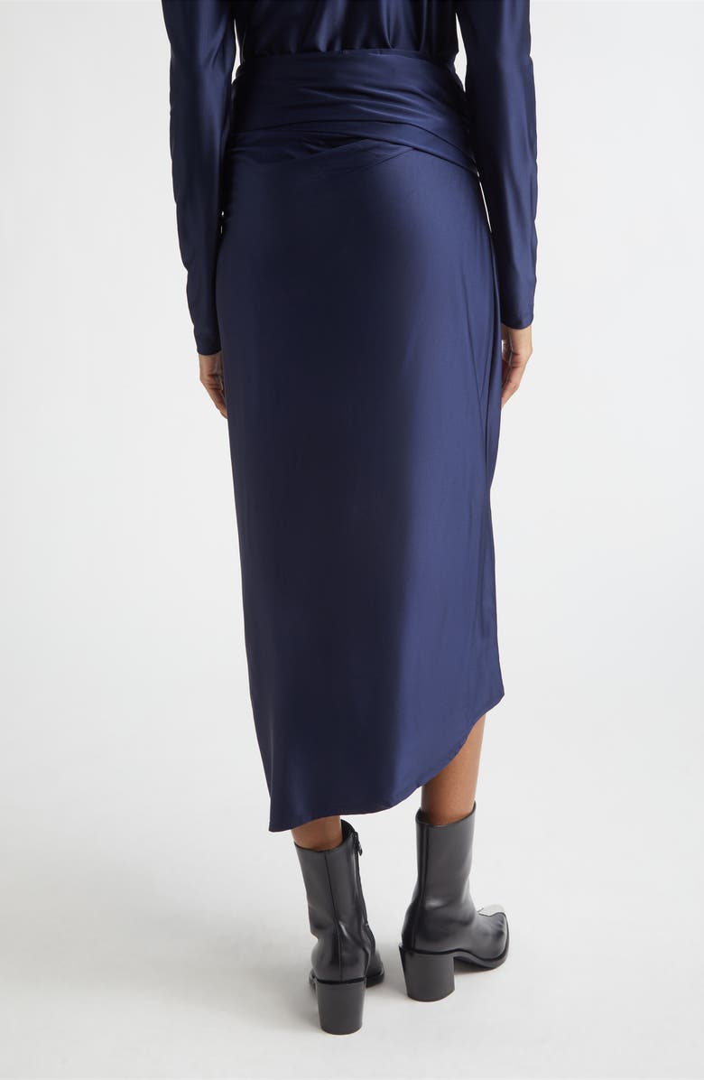 Rabanne Pierced Asymmetric Jersey Midi Skirt, Alternate, color, Deep Navy
