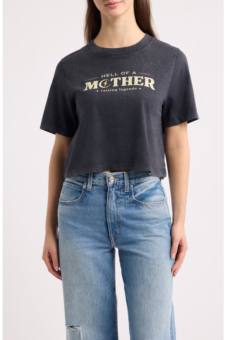 Hell of a Mother Crop Graphic Tee, Main, color, BLACK STONE