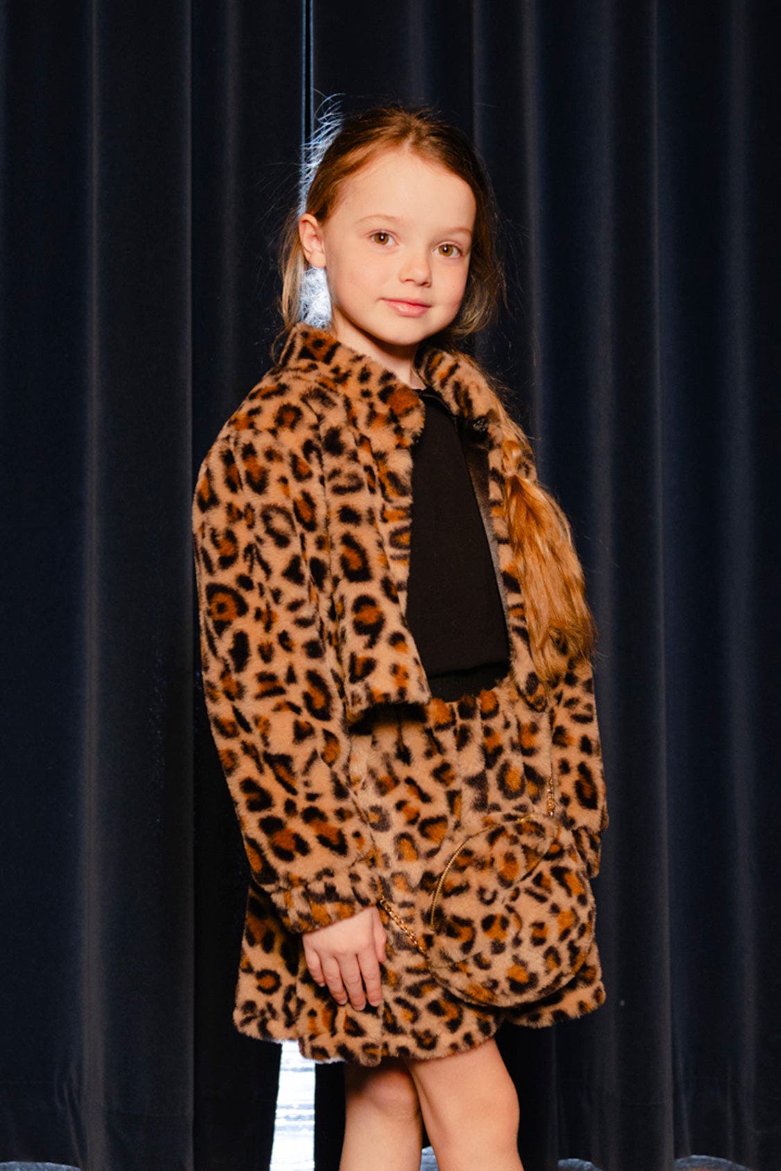 Leopard Faux Fur Chain Strap Zipper Shoulder Bag, Alternate, color, Brown with Leopard Print