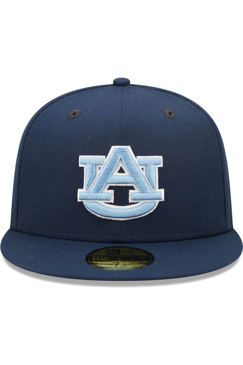 Men's New Era Navy Auburn Tigers Bright Undervisor 59FIFTY Fitted Hat, Alternate, color, Navy