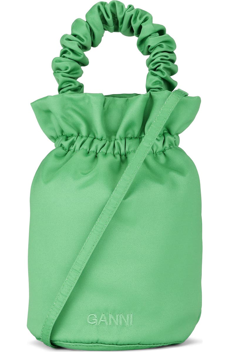 Ganni Ruched Top Handle Bag, Main, color,