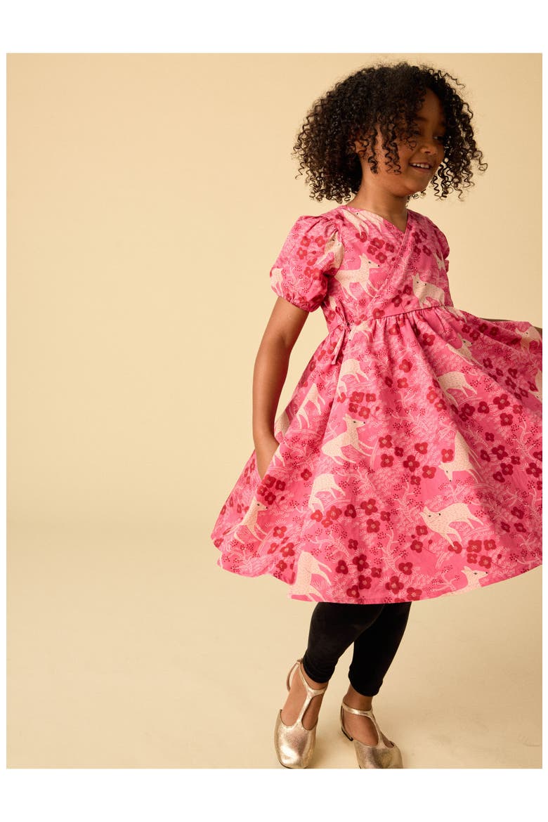 Tie Wrap Neck Dress, Alternate, color, Wandering Deer Floral