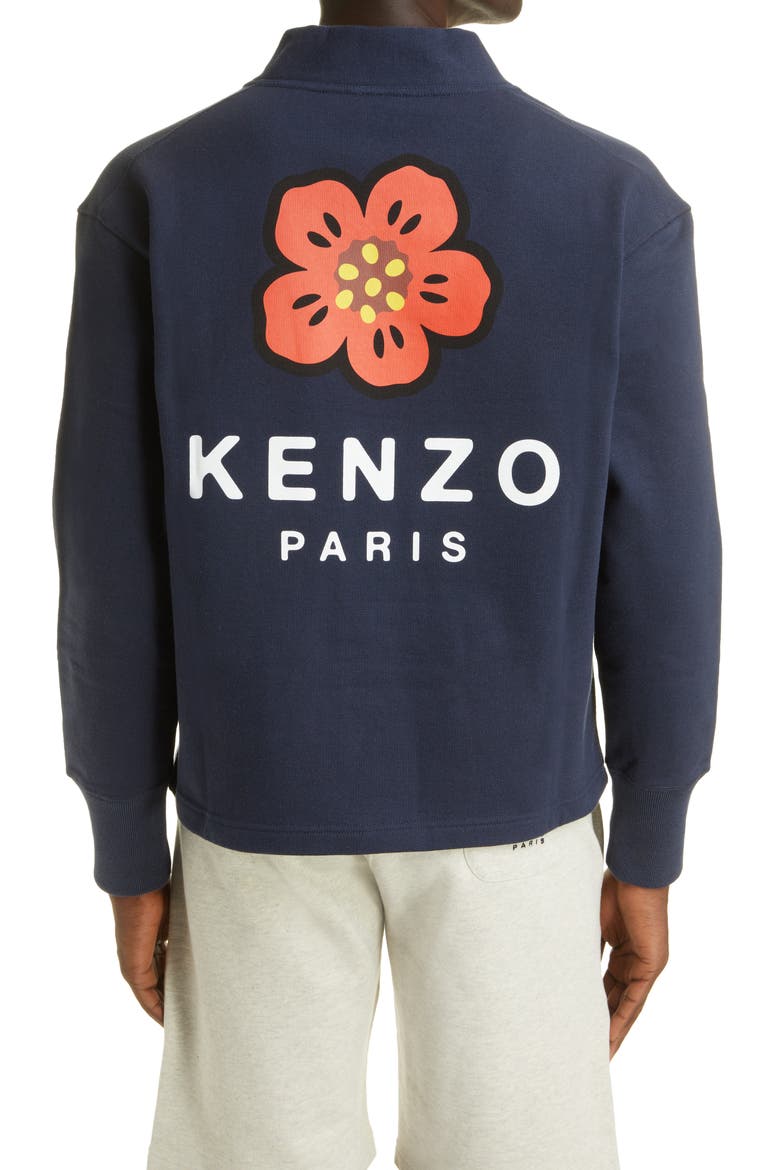 Boke Flower Graphic Fleece Cardigan, Alternate, color, MIDNIGHT BLUE