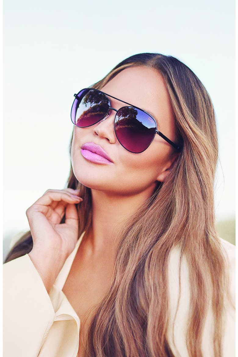 Australia Vivienne 64mm Aviator Sunglasses, Alternate, color, BLACK PURPLE