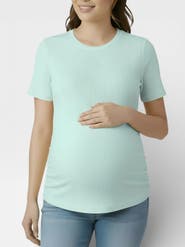 MOTHERHOOD MATERNITY Women's Crew Neck Side-Ruched Maternity Short Sleeve Top