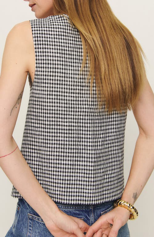 Reformation Addison Gingham Sleeveless Linen Button-up Top