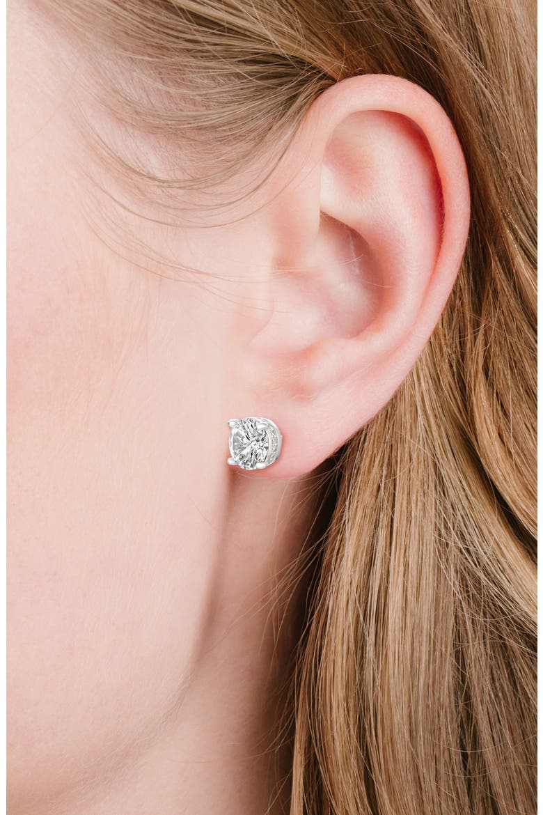 Brilliant Cubic Zirconia Stud Earrings, Alternate, color, PURE PLATINUM/ CLEAR STONE