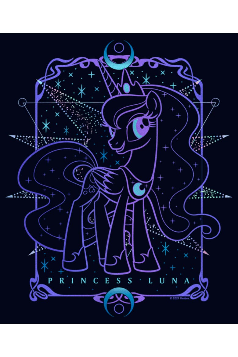 Girl's My Little Pony Princess Luna Tarot Card  Graphic T-Shirt, Alternate, color, Navy Blue
