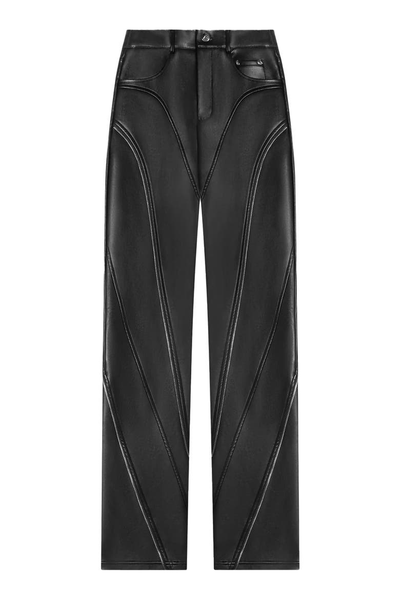 Leather Biker Trousers with Zip, Alternate, color, Black