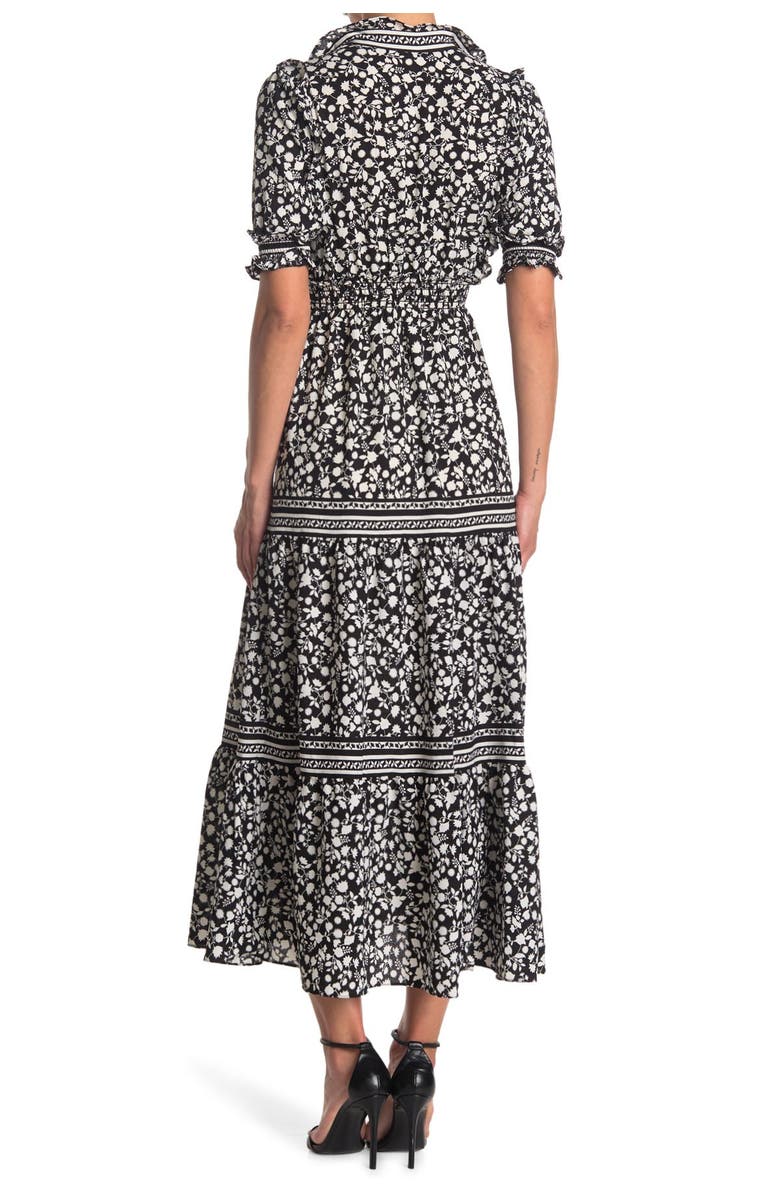 MAX STUDIO Ruffle Collar Print Tiered Maxi Dress, Alternate, color, 