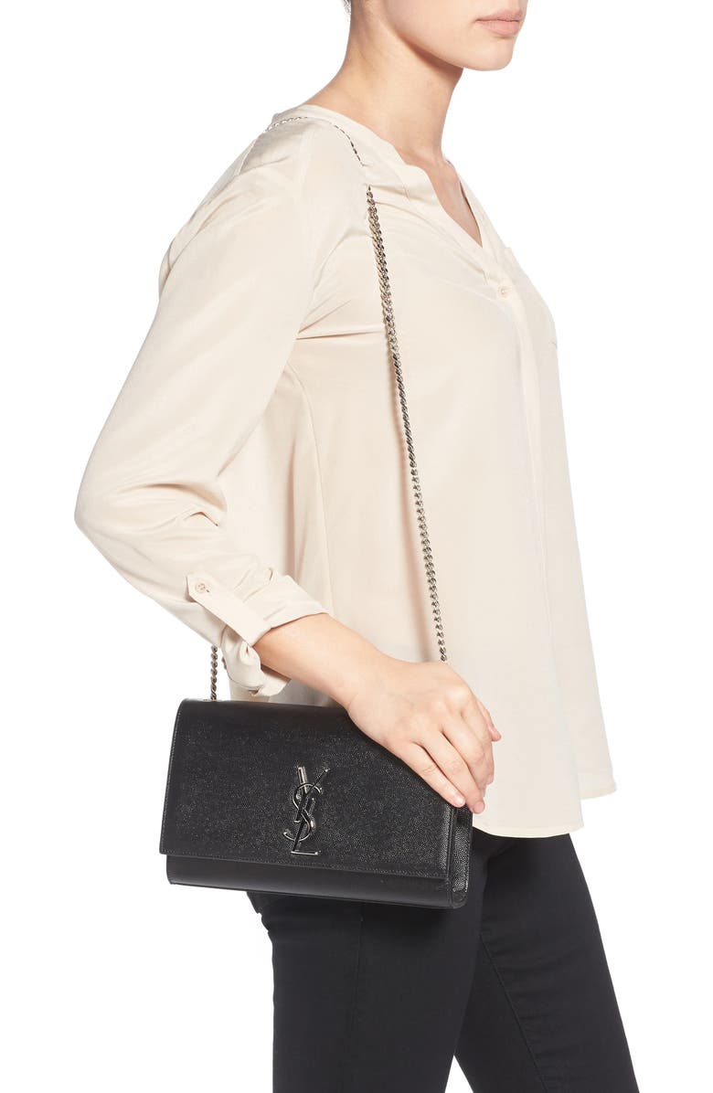 Saint Laurent Medium Kate Leather Wallet on a Chain, Alternate, color,