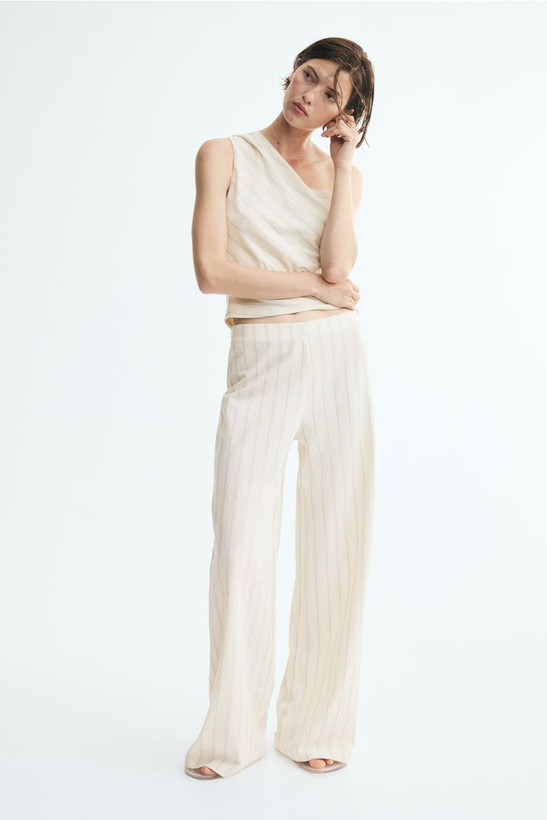 Cotton-blend Pull-on Pants, Alternate, color, Light beige/striped