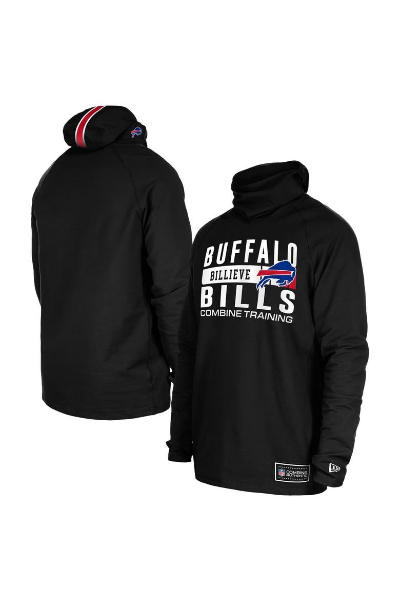 Men's New Era Black Buffalo Bills Functional Fandom Balaclava Helmet Stripe Tri-Blend Hoodie, Alternate, color, Black