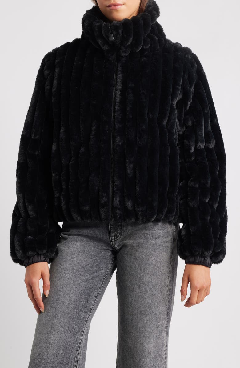 Save The Duck Elina Water Repellent Faux Fur Jacket, Main, color, Black