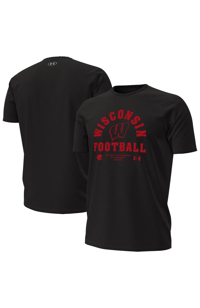 Under Armour Men's Under Armour Black Wisconsin Badgers 2025 Sideline Football Performance T-Shirt, Main, color, Black