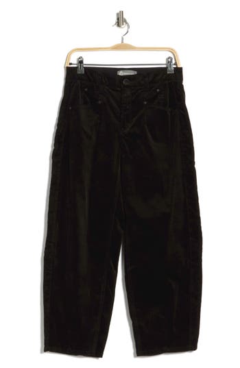 Democracy High Waist Barrel Corduroy Pants In Black