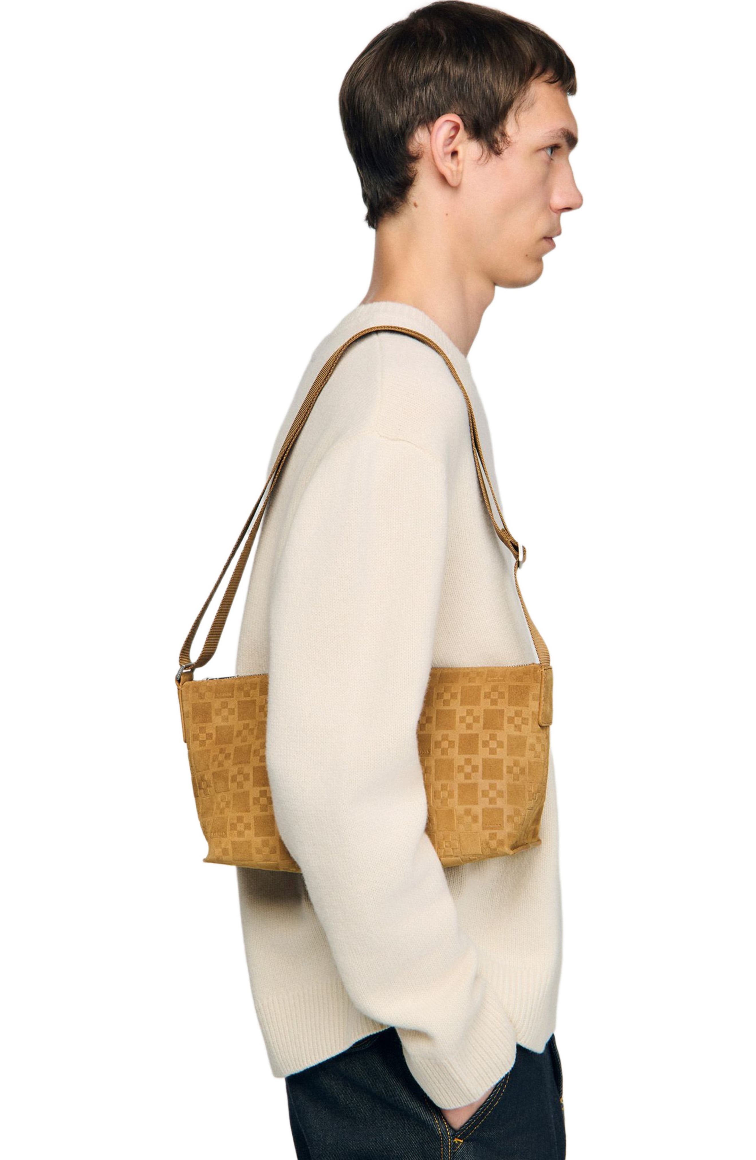 SANDRO Square cross shoulder bag, Alternate, color, Camel