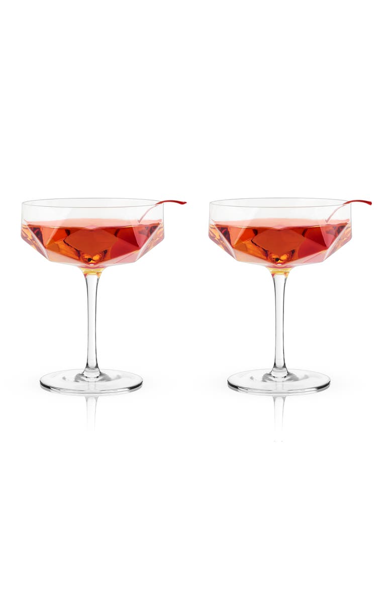 Seneca Crystal Faceted Coupes Set of 2, Alternate, color, CLEAR