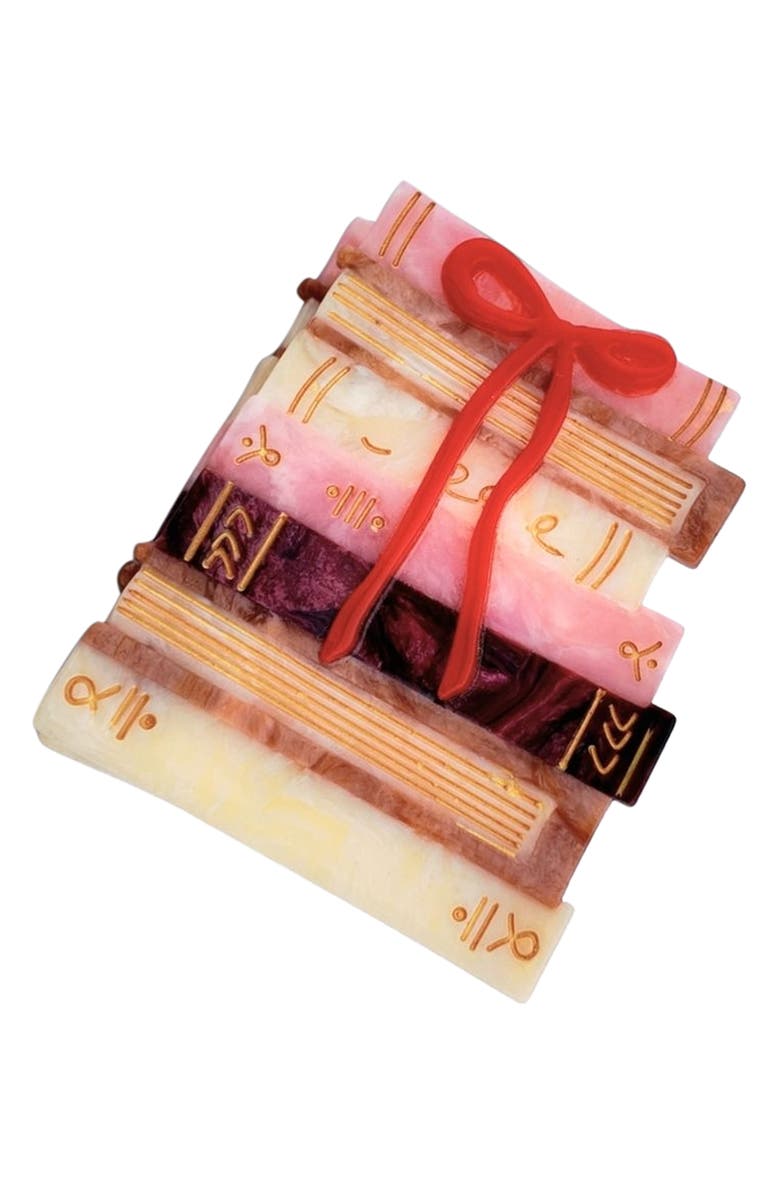 Solar Eclipse Hand Painted Bow Bookstack Claw Clip, Main, color, Pink