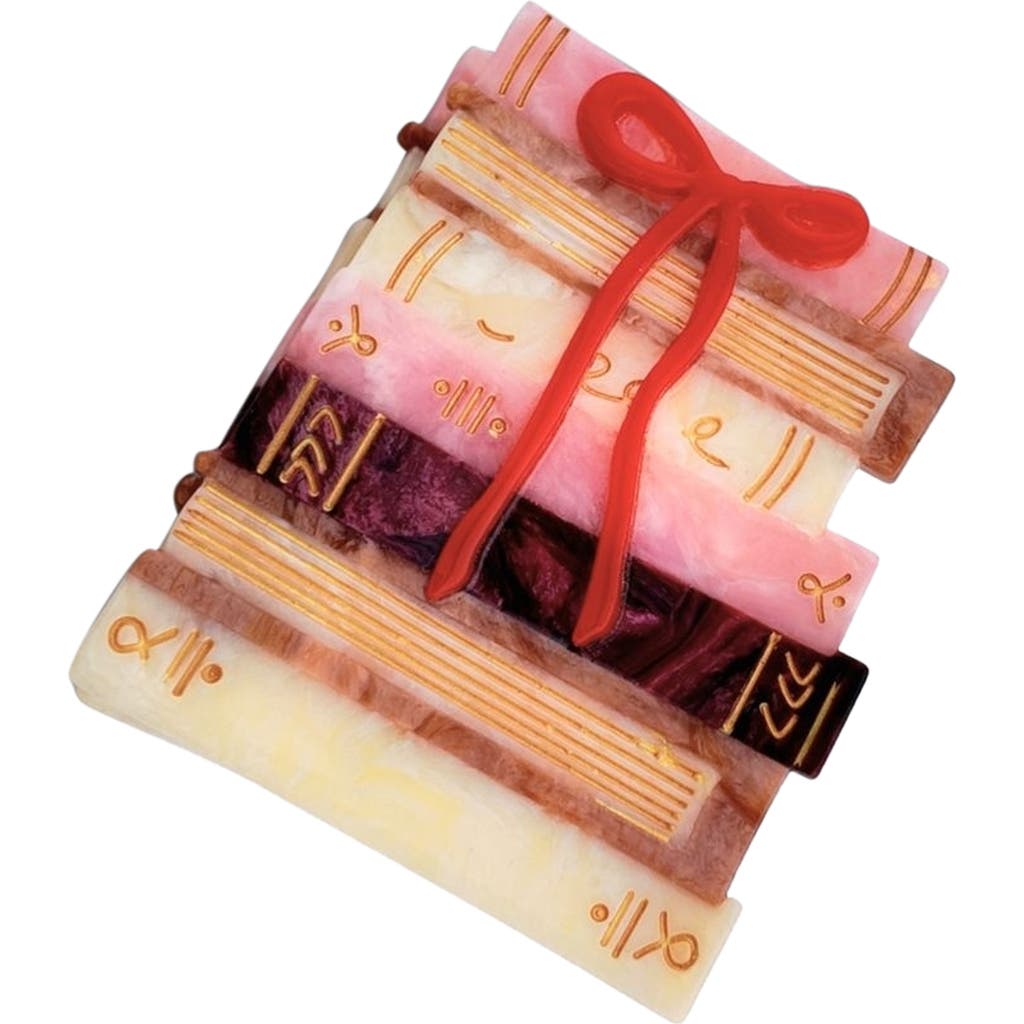 Solar Eclipse Hand Painted Bow Bookstack Claw Clip In Pink