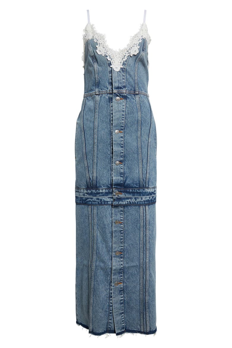 diesel denim maxi dress DIESEL Belted Denim Maxi Dress in Blue