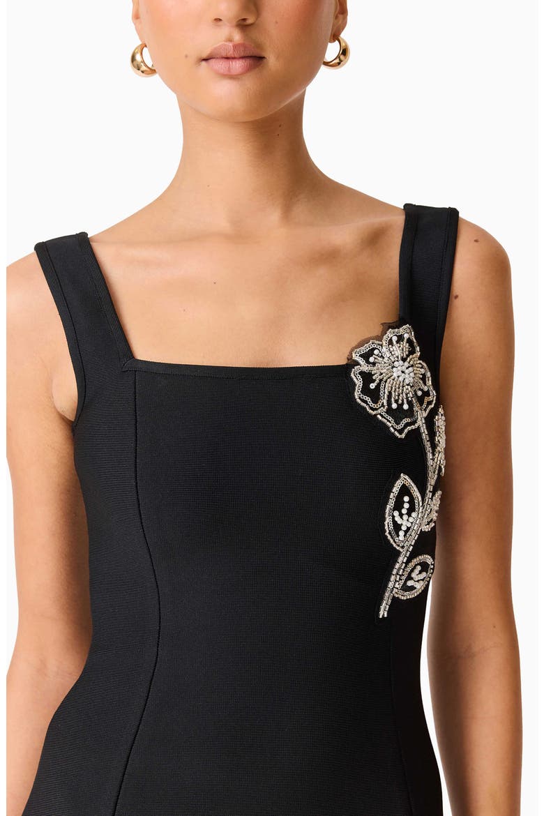 Soleil Beaded Placed Floral Cocktail Minidress, Alternate, color, BLACK