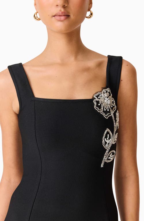 Elliatt Soleil Beaded Placed Floral Cocktail Minidress In Black