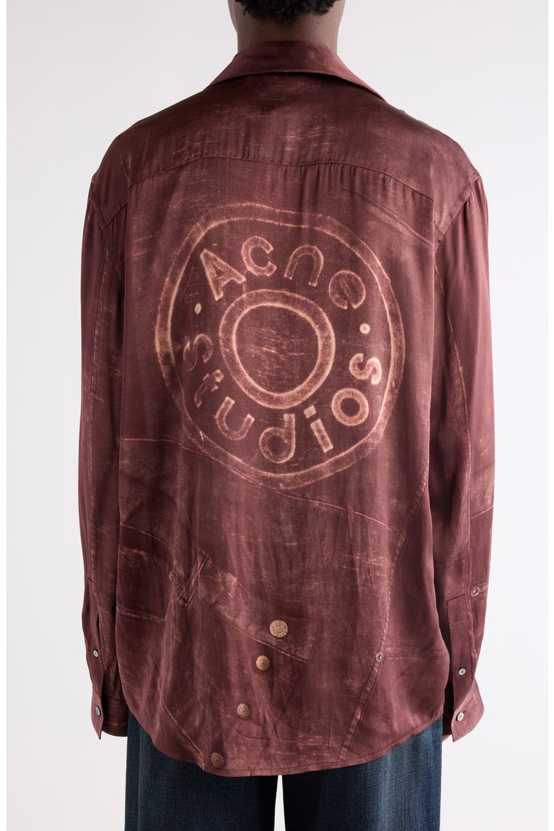 Soweno Trompe l'Oeil Print Button-Up Shirt, Alternate, color, BROWN