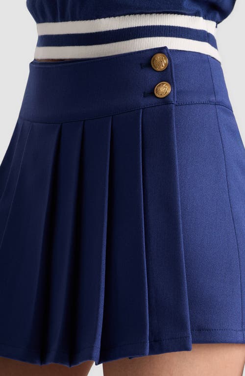 Alice And Olivia Noah Pleated Button-fastening Mini Skirt In Blue