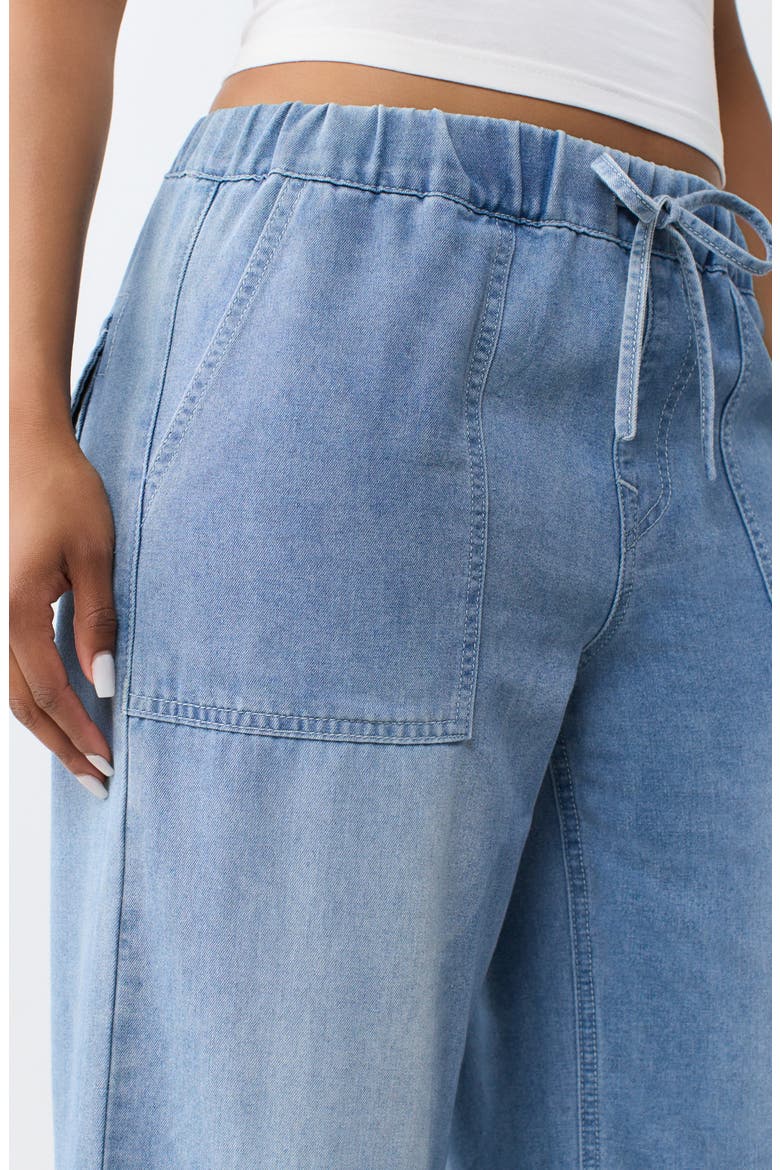 Drawcord Wide Leg Jeans, Alternate, color, LIGHT BLUE SUEDE WASH