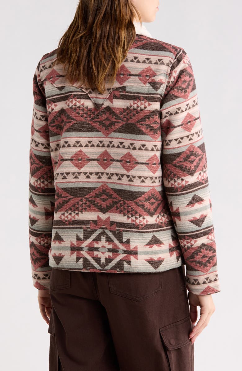 Wrangler Faux Shearling Woven Western Jacket, Alternate, color, Burgundy Multi