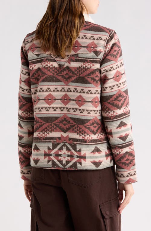 Wrangler Faux Shearling Woven Western Jacket In Brown