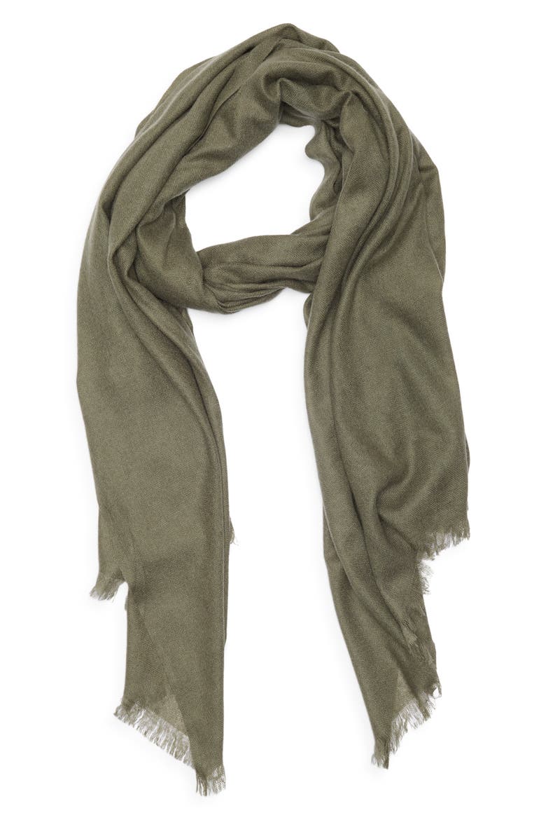 Textured Cashmere Scarf, Alternate, color, OLIVE SARMA