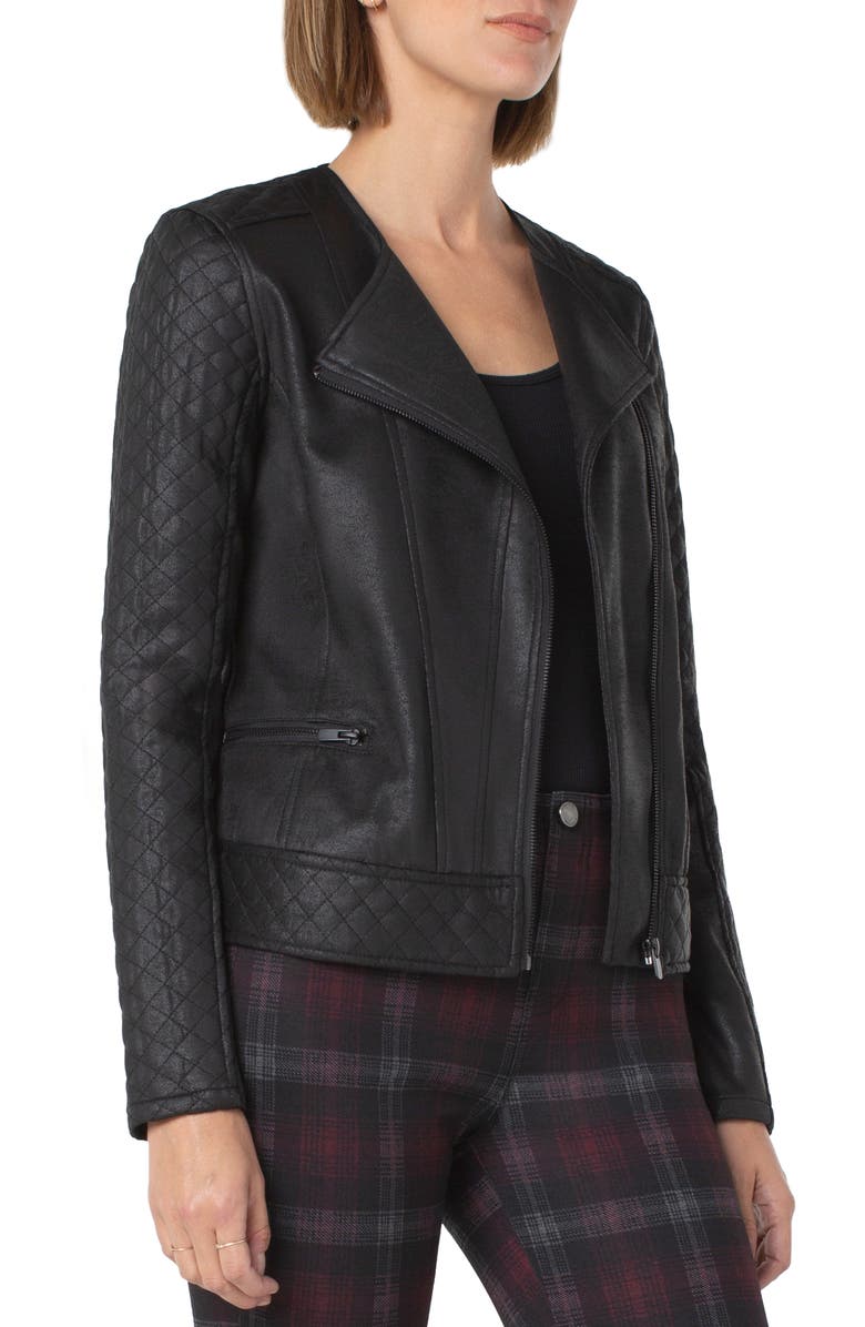 Liverpool Los Angeles Quilted Faux Leather Moto Jacket, Alternate, color,
