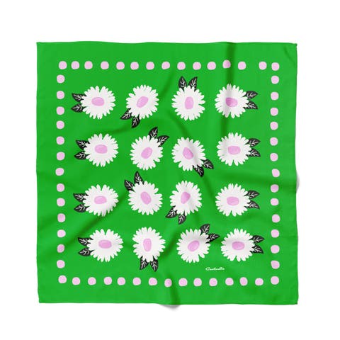 White Flower Cotton Silk Bandana