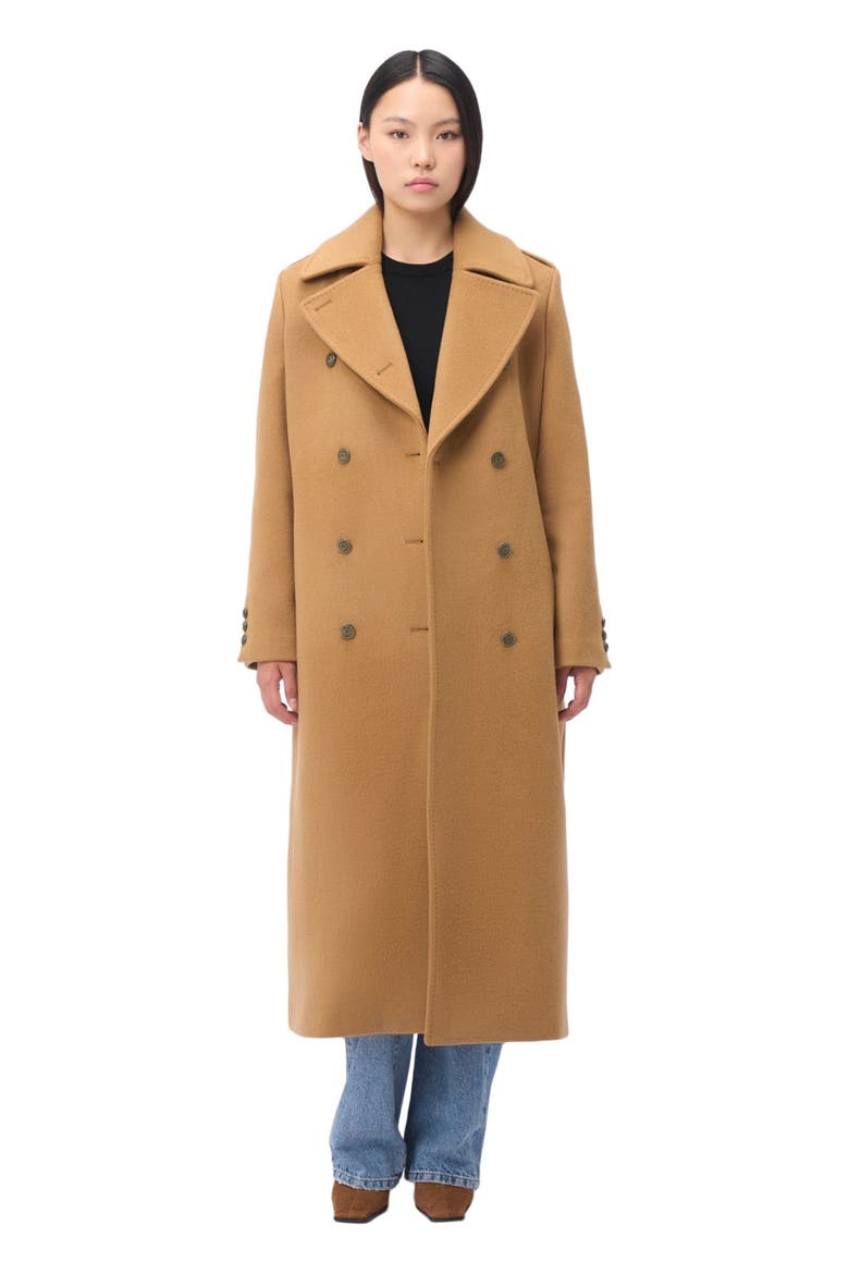 Double-Breasted Cashmere Coat, Main, color, almond